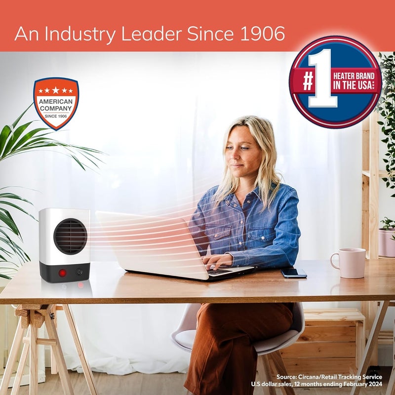 Lasko MyHeat Mini Personal Ceramic Space Heater for Home, Energy Efficient, Overheat Protection for Bedrooms, Offices, 6.2 Inches, 400W, White, 201 - Image 2